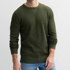 Men's Green Waffle Thermal Sweater